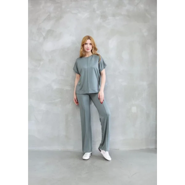 Osy Modal Yumuşak dokulu Kumaş Bisiklet Yaka Kısa Kollu Takım - Mint Yeşili