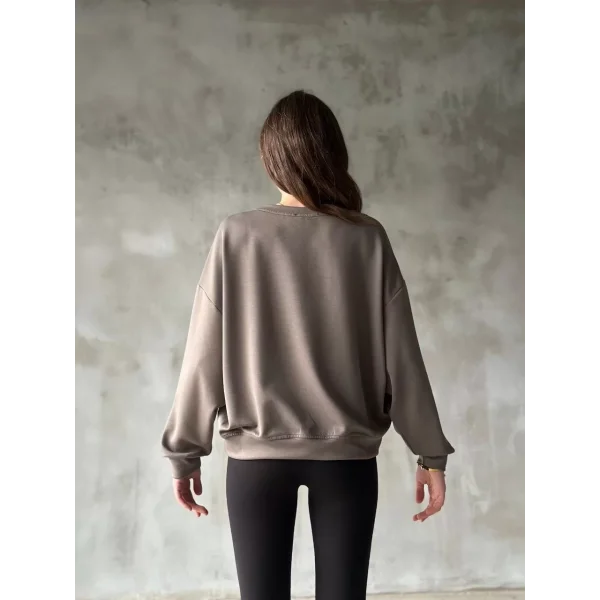 Osy Modal Yumuşak dokulu Kumaş Bisiklet Yaka Oversize Sweatshirt - Gri