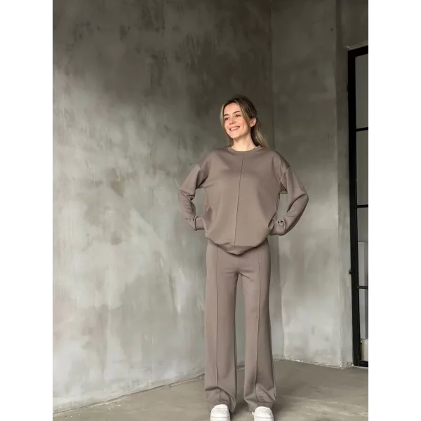 Osy Modal Yumuşak dokulu Kumaş Bisiklet Yaka Takım- Gri