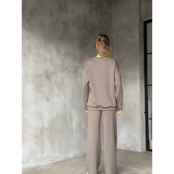 Osy Modal Yumuşak dokulu Kumaş Bisiklet Yaka Takım- Gri