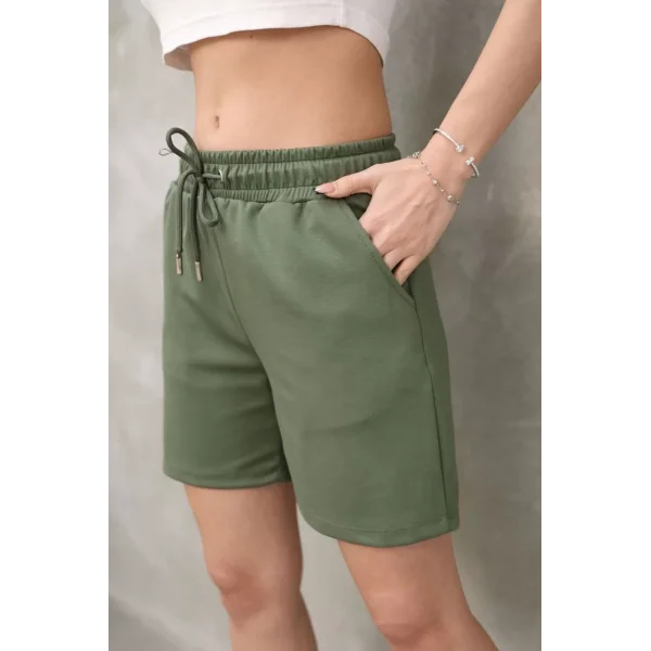 Osy Modal Yumuşak dokulu Kumaş Kadın Kısa Şort - Haki