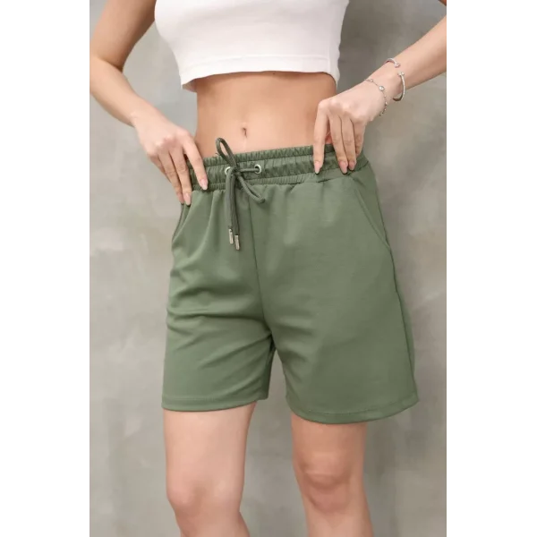 Osy Modal Yumuşak dokulu Kumaş Kadın Kısa Şort - Haki