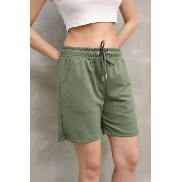 Osy Modal Yumuşak dokulu Kumaş Kadın Kısa Şort - Haki