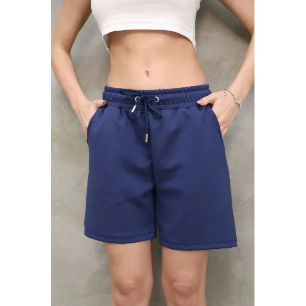 Osy Modal Yumuşak dokulu Kumaş Kadın Kısa Şort - Mavi