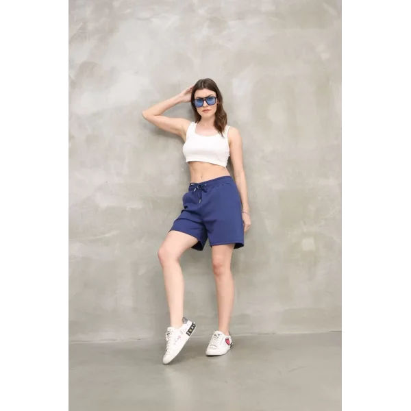 Osy Modal Yumuşak dokulu Kumaş Kadın Kısa Şort - Mavi