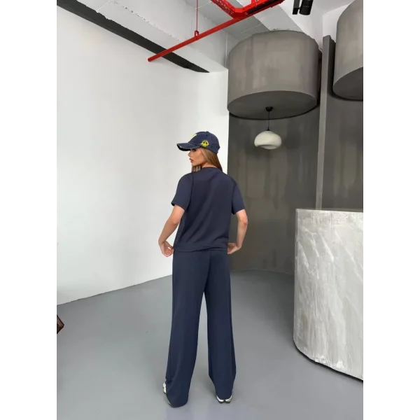 Osy Modal Yumuşak Dokulu Kumaş Kısa Kollu Bluz Rahat Pantalon ikili Takım- Füme