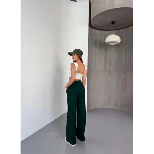 Osy Modal Yumuşak Dokulu Kumaş Nakış Işlemeli Rahat Bol Paça Eşofman Pantalon - Haki