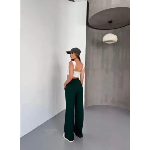 Osy Modal Yumuşak Dokulu Kumaş Nakış işlemeli Rahat Bol Paça Eşofman Pantalon - Haki