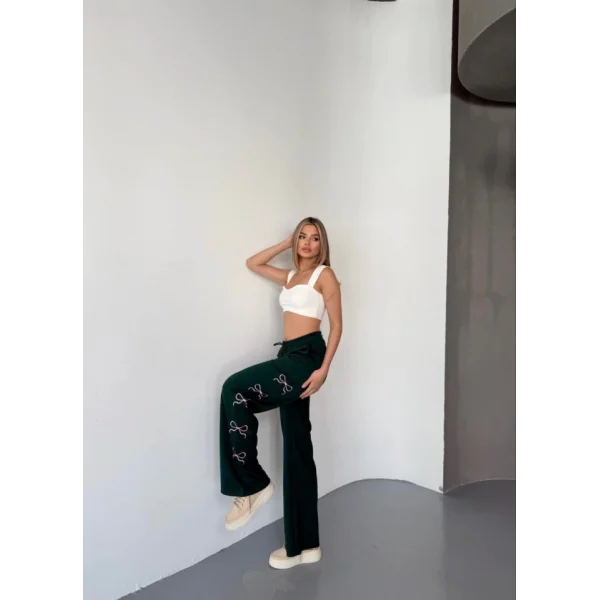 Osy Modal Yumuşak Dokulu Kumaş Nakış Işlemeli Rahat Bol Paça Eşofman Pantalon - Siyah