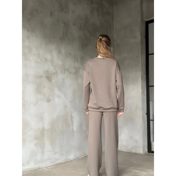 Osy odal Yumuşak Dokulu Kumaş Bisiklet Yaka Takım Gri