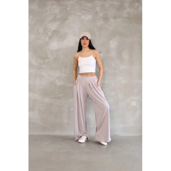 Osy odal Yumuşak Dokulu Kumaş Boru Paça alaş Eşofman  Bej