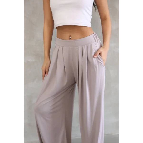 Osy odal Yumuşak Dokulu Kumaş Boru Paça alaş Eşofman  Bej