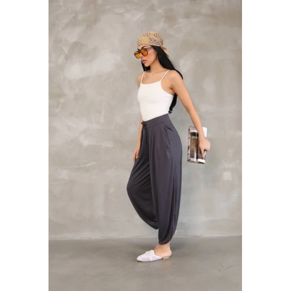 Osy odal Yumuşak Dokulu Kumaş Şalvar Pantalon  Antrasit