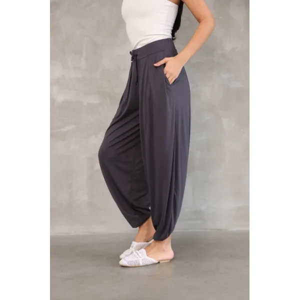 Osy odal Yumuşak Dokulu Kumaş Şalvar Pantalon  Antrasit