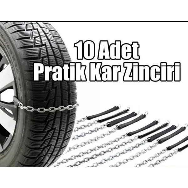 Oto Lastik Kar Zincir Tak Çikar Pratik Zincir 10 Adet - Siyah