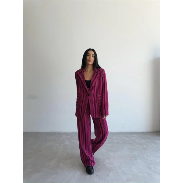 OTTOAN ÇİZGİİ CEKETPANTOON TK  Fuşya