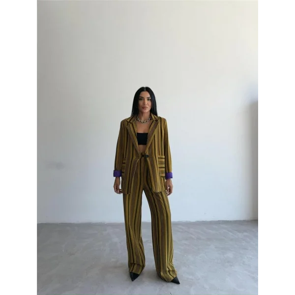 OTTOMAN ÇİZGİLİ CEKET-PANTOLON TK - Yeşil