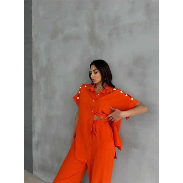 OUZ İDYE IRAI BUZ  PAÇA PENİ PANTOON TAKI  Orange