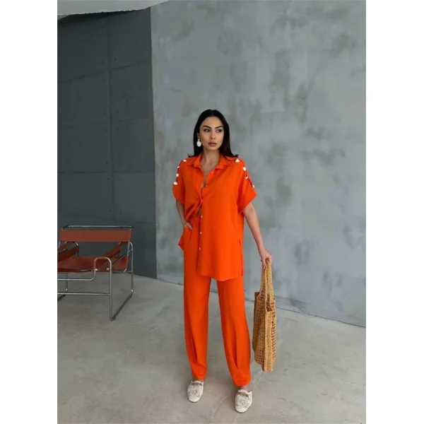 OUZ İDYE IRAI BUZ  PAÇA PENİ PANTOON TAKI  Orange