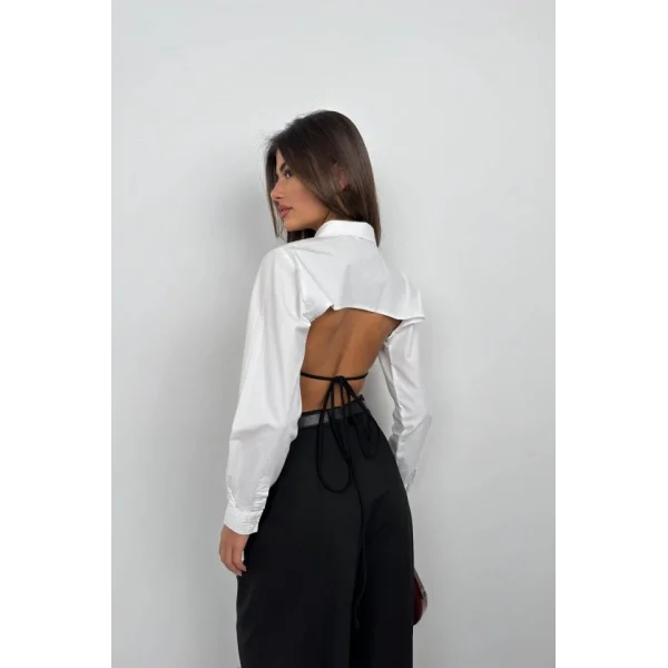 Oval Kesim Crop Gömlek
