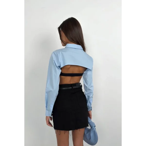 Oval Kesim Crop Gömlek