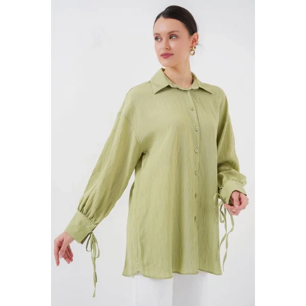 Oversize Bağcıklı Gömlek 5954 - E.Yeşil