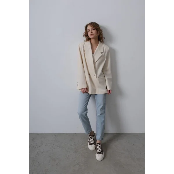 Oversize Blazer Ceket - Natür