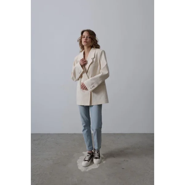 Oversize Blazer Ceket - Natür
