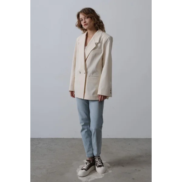 Oversize Blazer Ceket - Natür