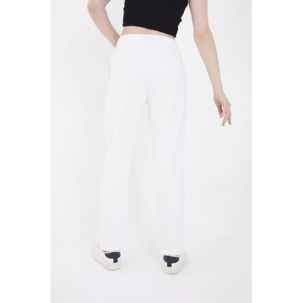 Oversize Boru Paça Baskılı Eşofman Pantolon  Beyaz