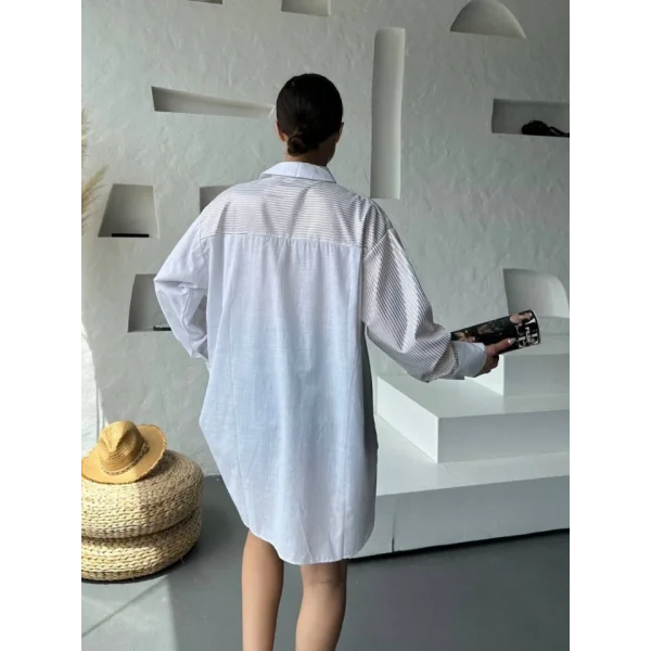 Oversize Çizgili Gömlek