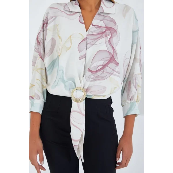 Oversize Dökümlü Crop Saten Gömlek 906  Gül Kurusu