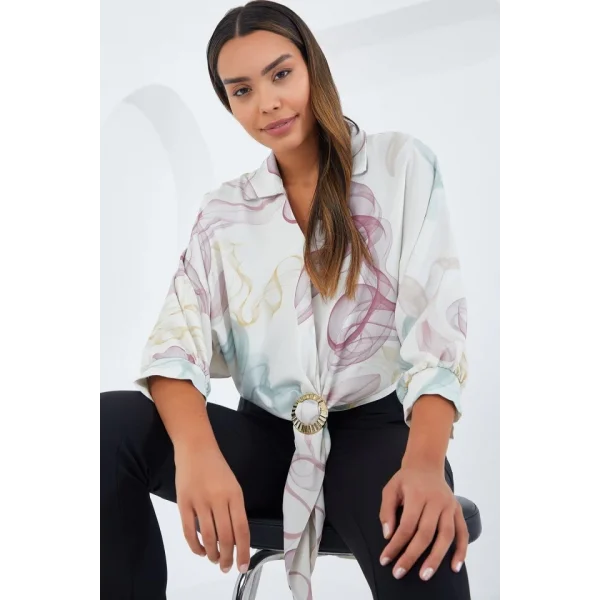 Oversize Dökümlü Crop Saten Gömlek 906  Gül Kurusu