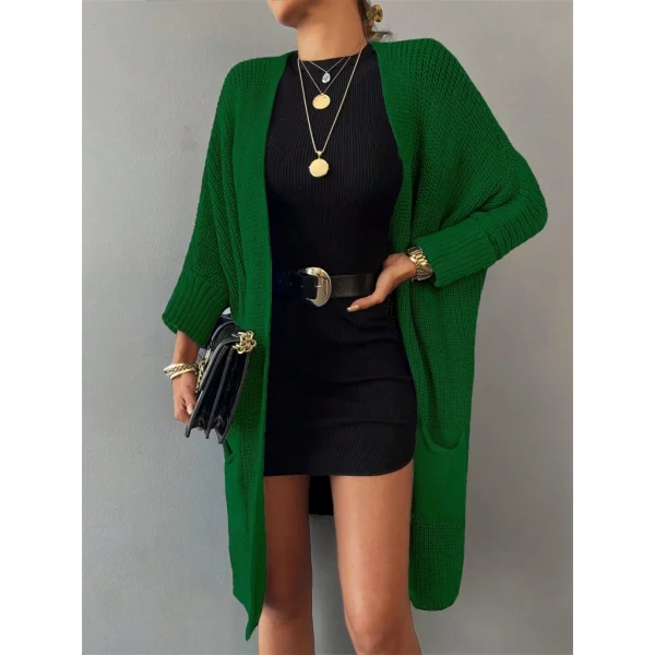 Oversize Kalıp Cepli Salaş Triko Hırka