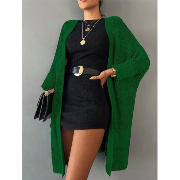 Oversize Kalıp Cepli Salaş Triko Hırka