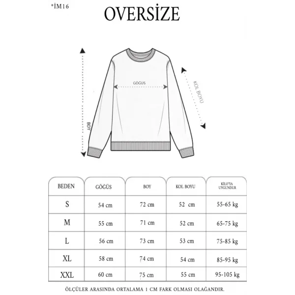 Oversize Kapşonlu Baskılı SweatShirt - Beyaz
