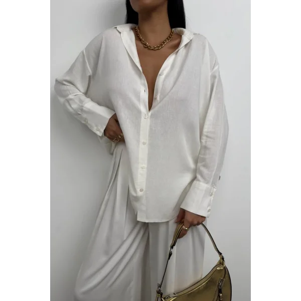 Oversize Keten Gömlek