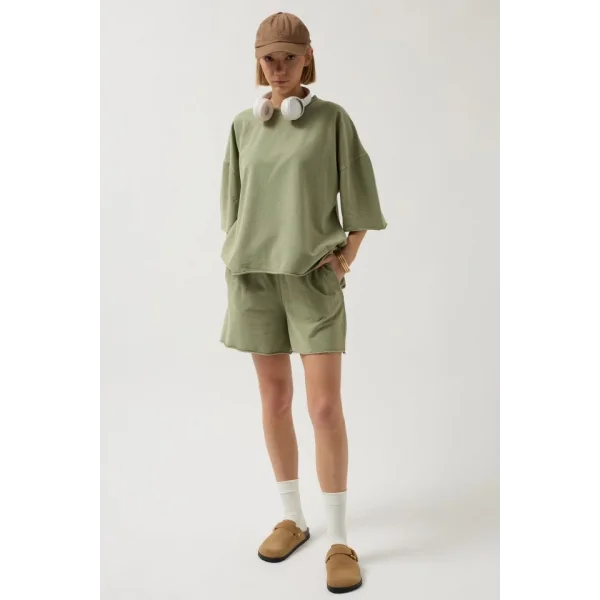 Oversize Lazer Kesim Bisiklet Yaka Thirt