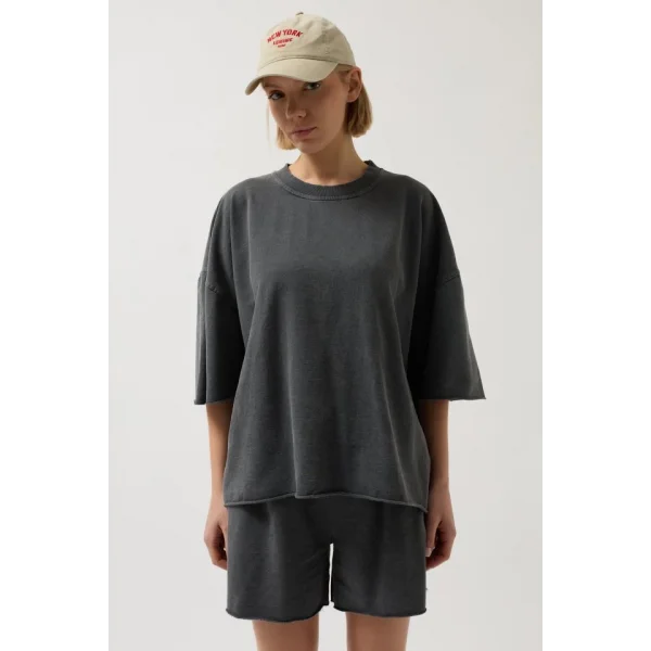 Oversize Lazer Kesim Bisiklet Yaka Thirt