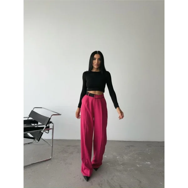 PAAZZO PANTOON BE ŞERİT DETAYI  Fuşya