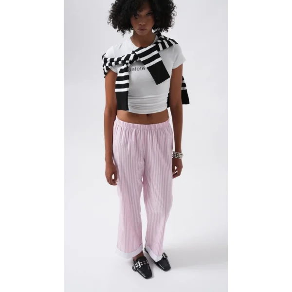 Paça Şerit Detay Çizgili Pantolon