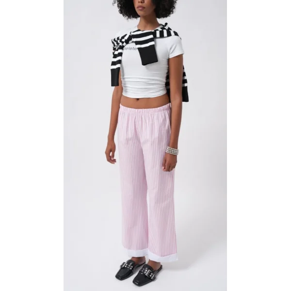 Paça Şerit Detay Çizgili Pantolon