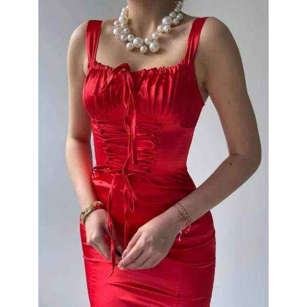 PAG İP ASKILI ELBİSE