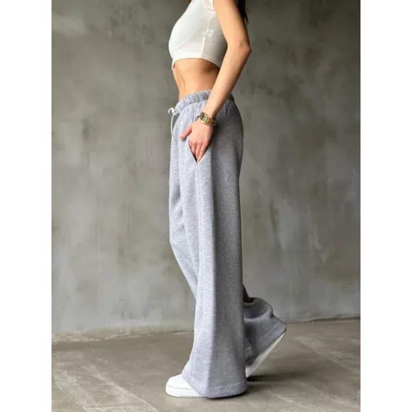 Palazzo Bol Paça Eşofman Pantolon - gri