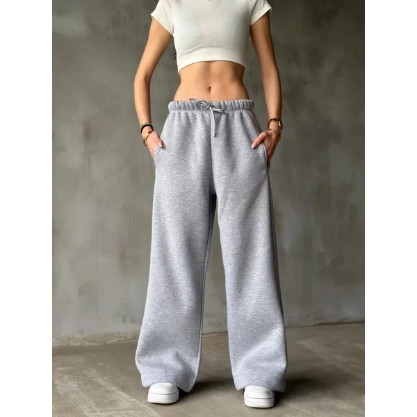 Palazzo Bol Paça Eşofman Pantolon - gri