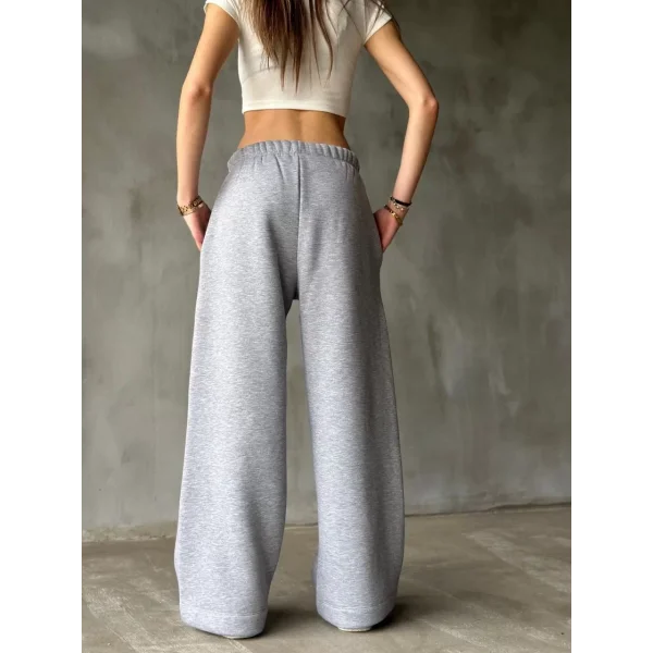 Palazzo Bol Paça Eşofman Pantolon - gri