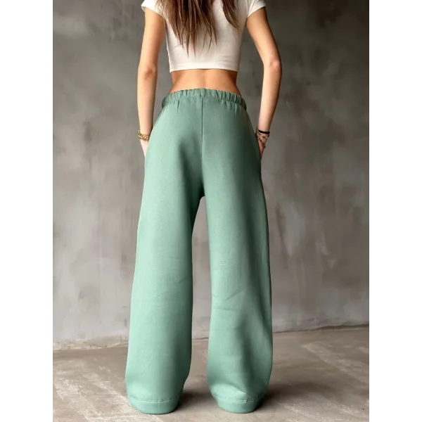 Palazzo Bol Paça Eşofman Pantolon - Yeşil