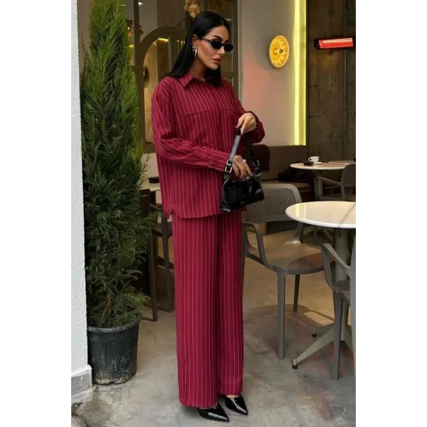 Palazzo Pantolonlu Çizgili Takım 10092