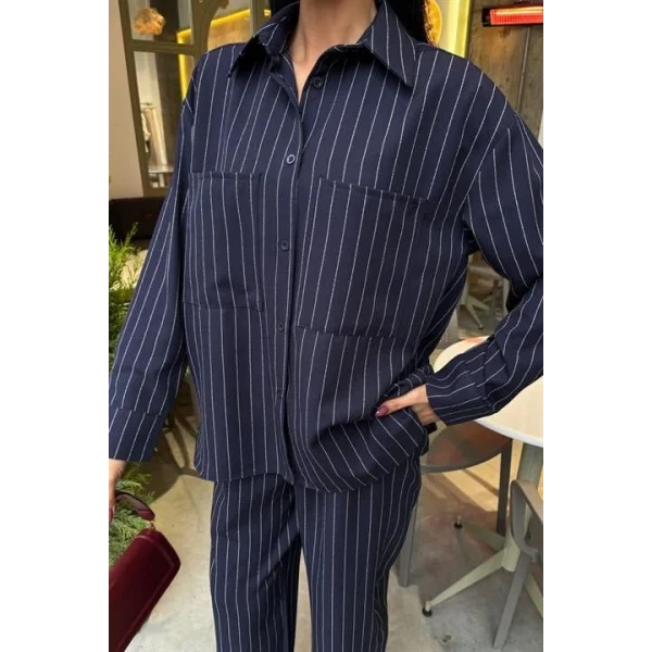 Palazzo Pantolonlu Çizgili Takım 10092