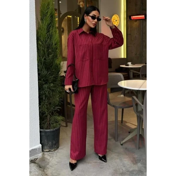 Palazzo Pantolonlu Çizgili Takım 10092